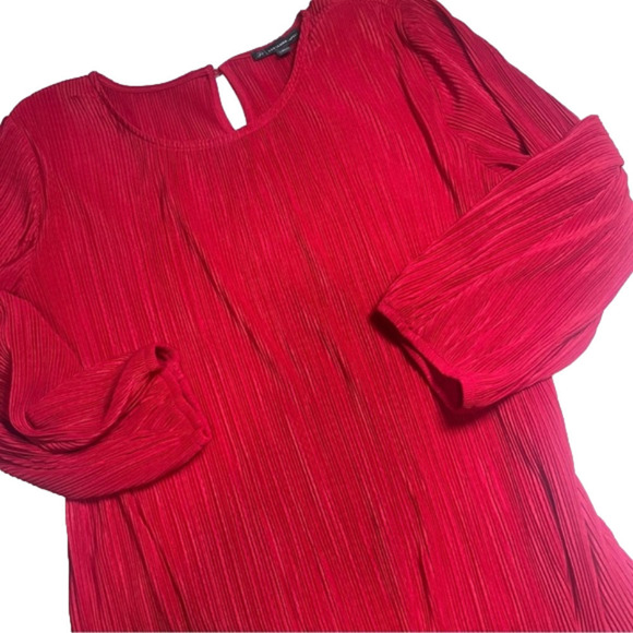 Adrianna papell red long sleeve pleated top size M - Picture 1 of 6